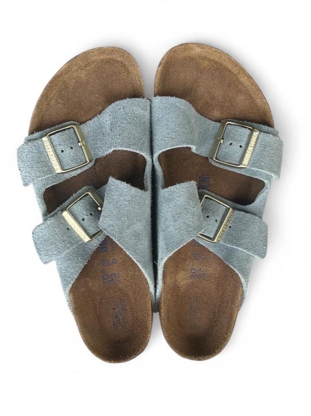 Birkenstock Arizona Stone Blue Suede Soft Footbed Sandals EU 39 Womens 8 Regular
